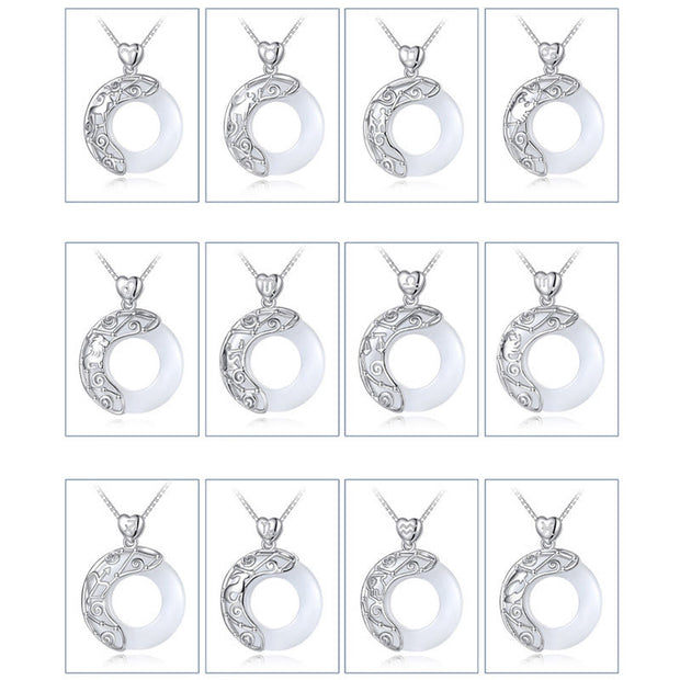 Buddha Stones 925 Sterling Silver 12 Constellations of the Zodiac Cat's Eye Love Support Necklace Pendant Necklaces & Pendants BS 17