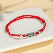 Buddha Stones Handmade 925 Sterling Silver Peace And Joy Safe Well Protection Braided Bracelet Bracelet BS Red Rope(Wrist Circumference 14-16cm)