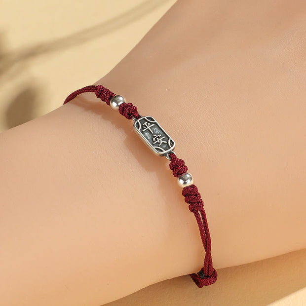 Buddha Stones Handmade 925 Sterling Silver Peace And Joy Safe Well Protection Braided Bracelet Bracelet BS 4