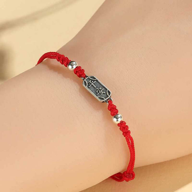 Buddha Stones Handmade 925 Sterling Silver Peace And Joy Safe Well Protection Braided Bracelet Bracelet BS 11