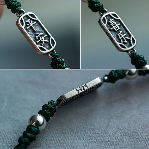 Buddha Stones Handmade 925 Sterling Silver Peace And Joy Safe Well Protection Braided Bracelet Bracelet BS 22