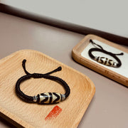 Buddha Stones Tibetan Nine-Eye Dzi Bead Three-eyed Dzi Bead Wealth Protection Rope Bracelet Bracelet BS 20