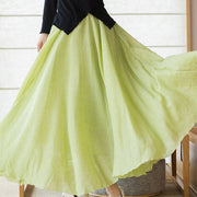 Buddha Stones Solid Color Elastic High Waist Linen Skirt Skirt BS 24