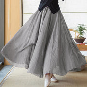 Buddha Stones Solid Color Elastic High Waist Linen Skirt Skirt BS 34