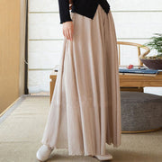 Buddha Stones Solid Color Elastic High Waist Linen Skirt Skirt BS 29