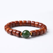 FREE Today: Balance Energy Tibetan Yak Bone Three-Eyed Dzi Bead Sheep Horn Red Agate Bracelet