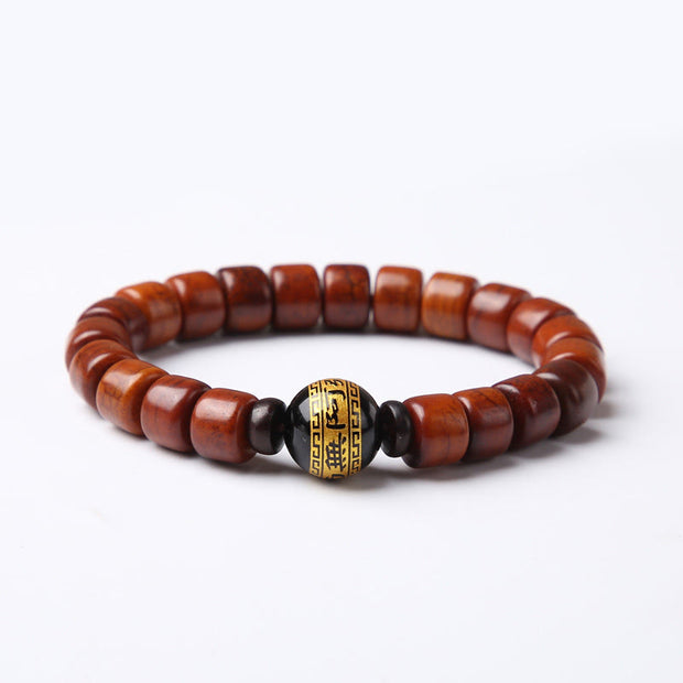 FREE Today: Balance Energy Tibetan Yak Bone Three-Eyed Dzi Bead Sheep Horn Red Agate Bracelet