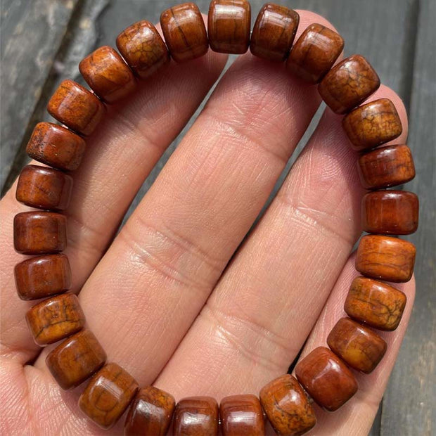 FREE Today: Balance Energy Tibetan Yak Bone Three-Eyed Dzi Bead Sheep Horn Red Agate Bracelet