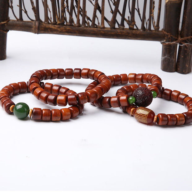 FREE Today: Balance Energy Tibetan Yak Bone Three-Eyed Dzi Bead Sheep Horn Red Agate Bracelet