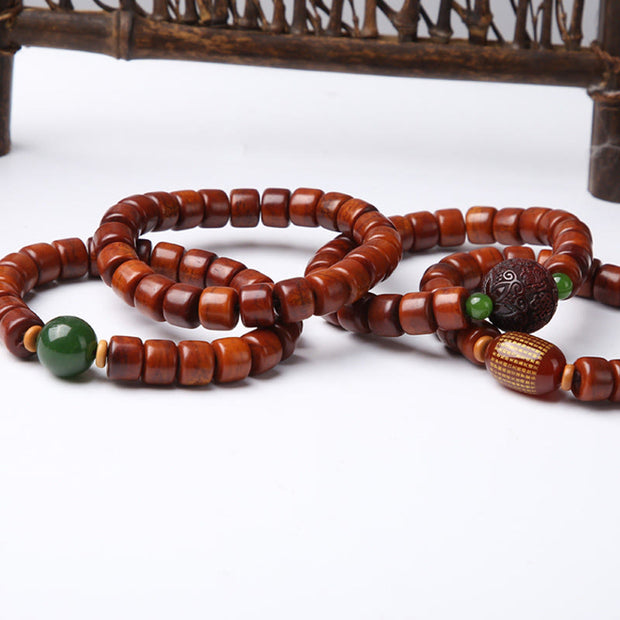 FREE Today: Balance Energy Tibetan Yak Bone Three-Eyed Dzi Bead Sheep Horn Red Agate Bracelet