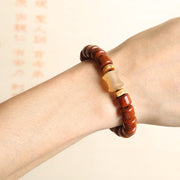 FREE Today: Balance Energy Tibetan Yak Bone Three-Eyed Dzi Bead Sheep Horn Red Agate Bracelet