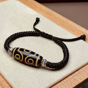 Buddha Stones Tibetan Nine-Eye Dzi Bead Three-eyed Dzi Bead Wealth Protection Rope Bracelet Bracelet BS Six-eye Dzi Bead(Wrist Circumference 14-16cm)
