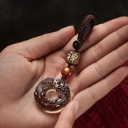 Buddha Stones Round Ice Obsidian PiXiu Peace Buckle Positive Key Chain Key Chain BS Zen PiXiu