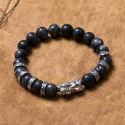 Buddha Stones Black Glitter Stone PiXiu Power Bracelet