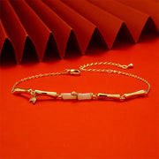 Buddha Stones Golden Bamboo Pattern Wealth Copper Anklet Anklet BS 3