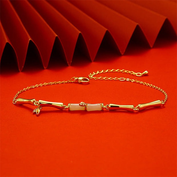 Buddha Stones Golden Bamboo Pattern Wealth Copper Anklet Anklet BS 3