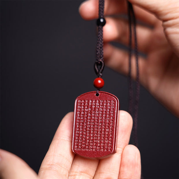 FREE Today: Calm Your Mind Cinnabar Lotus Heart Sutra Necklace Pendant