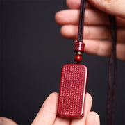 FREE Today: Calm Your Mind Cinnabar Lotus Heart Sutra Necklace Pendant