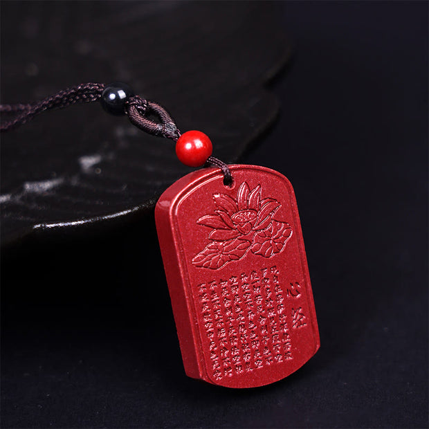 FREE Today: Calm Your Mind Cinnabar Lotus Heart Sutra Necklace Pendant