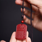 FREE Today: Calm Your Mind Cinnabar Lotus Heart Sutra Necklace Pendant