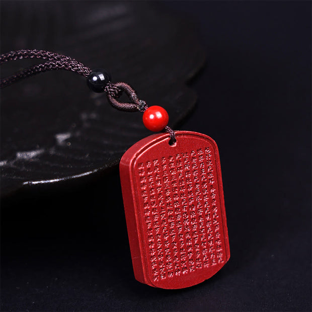 FREE Today: Calm Your Mind Cinnabar Lotus Heart Sutra Necklace Pendant