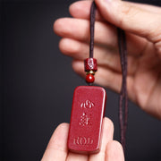 FREE Today: Calm Your Mind Cinnabar Lotus Heart Sutra Necklace Pendant