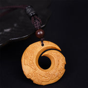 Buddha Stones Ebony Wood Sandalwood One's Luck Improves Design Pattern Peace Necklace Pendant