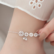 Buddha Stones 925 Sterling Silver Copper Coins Bells Protection Metal Anklet Anklet BS 9