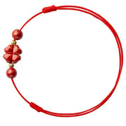 FREE Today: Lucky Blessing Cinnabar Four Leaf Clover String Rope Anklet