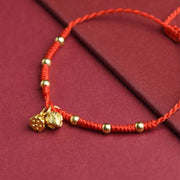 Buddha Stones Lotus Pod Charm Luck String Rope Anklet Anklet BS 2