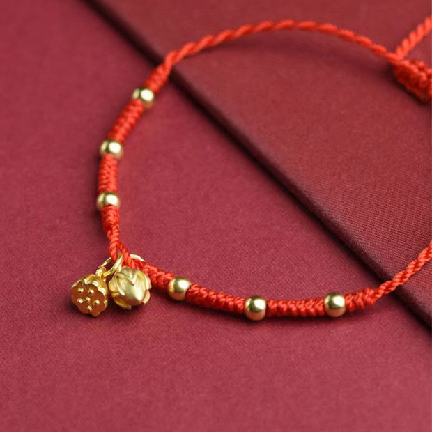 Buddha Stones Lotus Pod Charm Luck String Rope Anklet