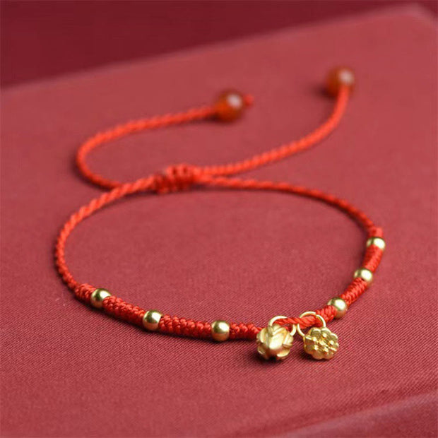 Buddha Stones Lotus Pod Charm Luck String Rope Anklet Anklet BS 1