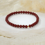 Buddha Stones 925 Sterling Silver Cinnabar Beads Blessing Anklet Anklet BS 6mm Cinnabar(Circumference 24cm)