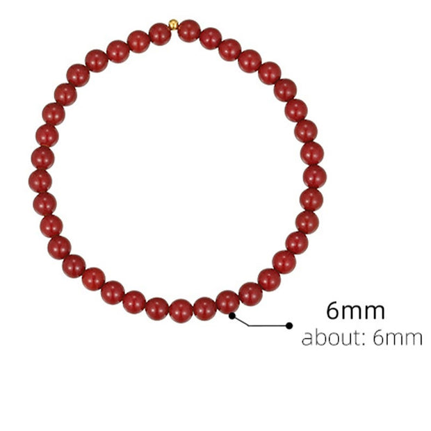 Buddha Stones 925 Sterling Silver Cinnabar Beads Blessing Anklet