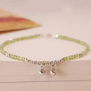 Buddha Stones 925 Sterling Silver Peridot Square Beads Peace Anklet Bracelet Anklet BS 8