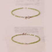 Buddha Stones 925 Sterling Silver Peridot Square Beads Peace Anklet Bracelet Anklet BS 4