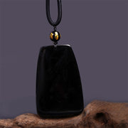 FREE Today: Luck And Protection Black Obsidian Dragon Carved Necklace Pendant