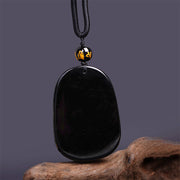 FREE Today: Luck And Protection Black Obsidian Dragon Carved Necklace Pendant