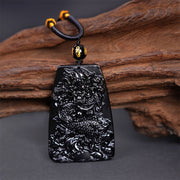 FREE Today: Luck And Protection Black Obsidian Dragon Carved Necklace Pendant