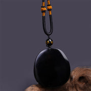 FREE Today: Strength And Power Natural Black Obsidian Round Dragon Carved Necklace Pendant