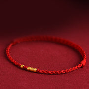 Buddha Stones 999 Gold Beads Luck Braided Protection Couple Bracelet