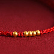 Buddha Stones 999 Gold Beads Luck Braided Protection Couple Bracelet