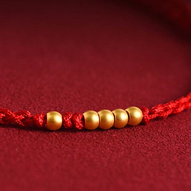 Buddha Stones 999 Gold Beads Luck Braided Protection Couple Bracelet