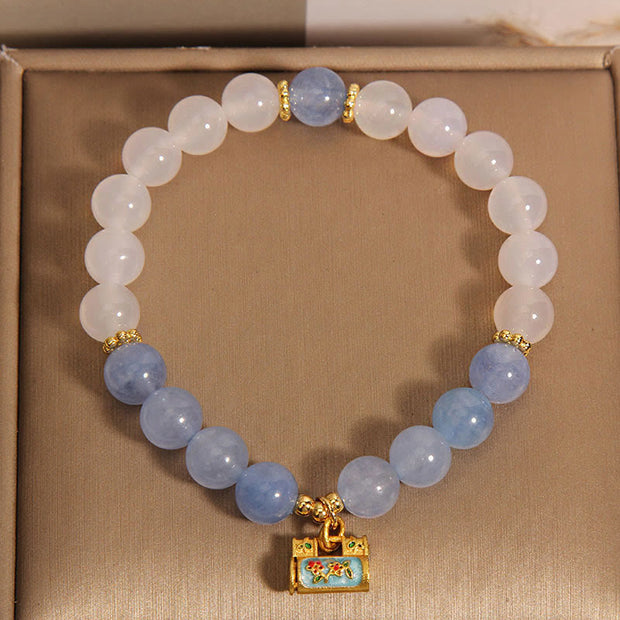 FREE Today: Emotional Healing Natural White Agate Aquamarine Bracelet