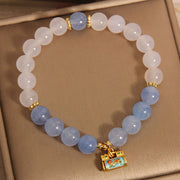 Buddha Stones Natural White Agate Aquamarine Protection Bracelet Bracelet BS 7