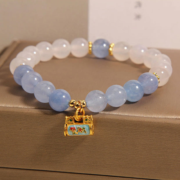 FREE Today: Emotional Healing Natural White Agate Aquamarine Bracelet