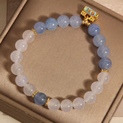 Buddha Stones Natural White Agate Aquamarine Protection Bracelet Bracelet BS 8