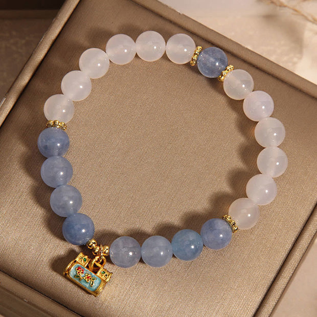 FREE Today: Emotional Healing Natural White Agate Aquamarine Bracelet