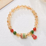 Buddha Stones Natural Citrine Red Agate Green Chalcedony Protection Bracelet Bracelet BS 1