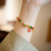 Buddha Stones Natural Citrine Red Agate Green Chalcedony Protection Bracelet Bracelet BS 4